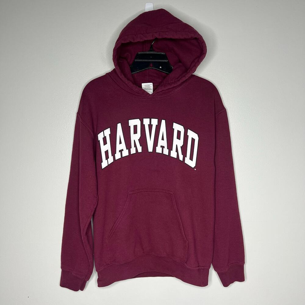 Vintage Gildan Harvard‎ University Hoodie Sz S Maroon Crimson Spell Out Pullover